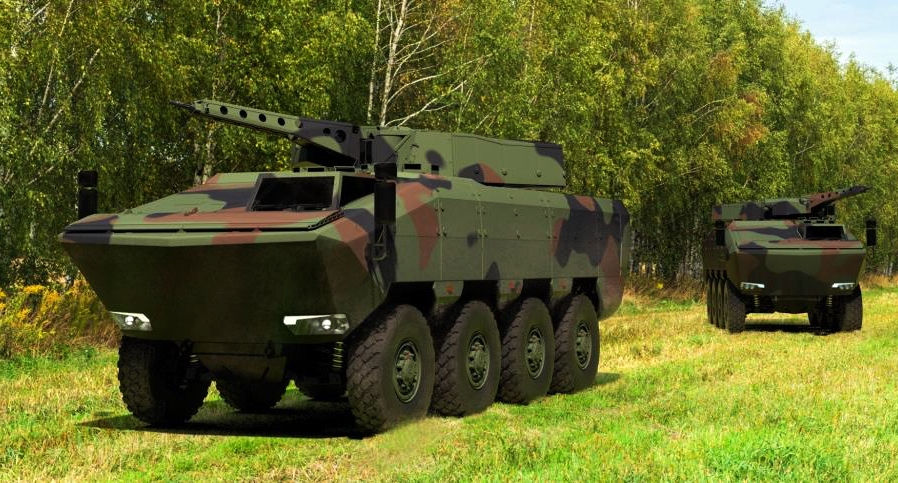 Rendering of two AGILIS 8x8 armored personnel carriers